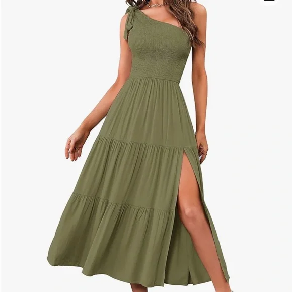 Dresses | Summer One Shoulder Smocked Midi Dress | Poshmark